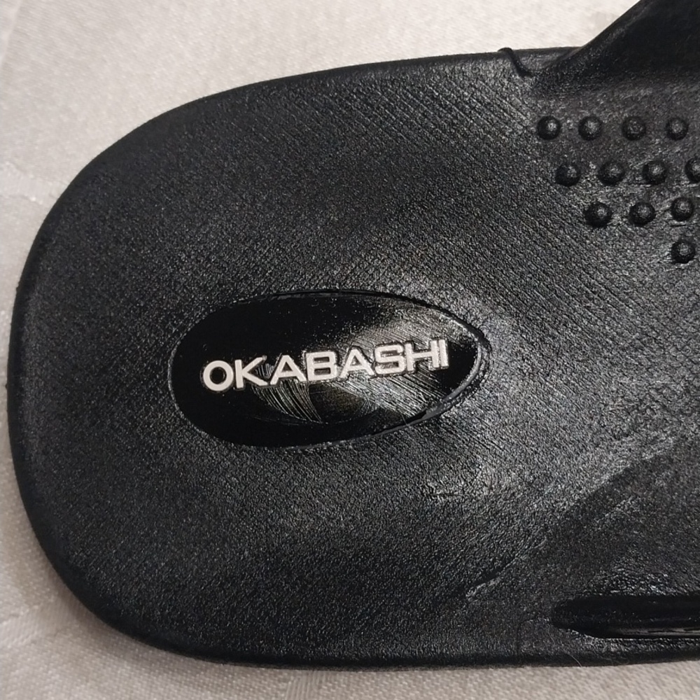 Okabashi Surf Men's Flip Flops Sandals Size Large Black Comfort Arch Support - Picture 2 of 9